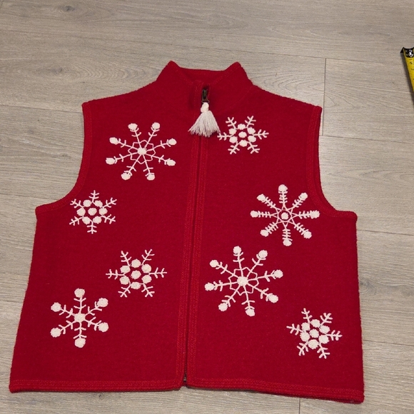 Lisa international Jackets & Blazers - Lisa International 100% Boiled Wool Festive Vest